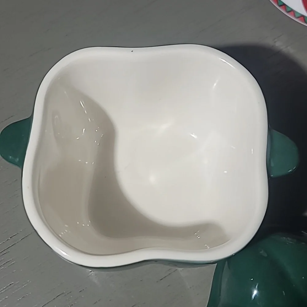 Stackable Red Chili Pattern Ceramic Mugs With Pepper Condiment Bowl - Picture 5 of 9